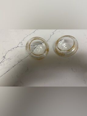 SET OF 2 GOLD FLECK CANDLE TEA LIGHT HOLDERS